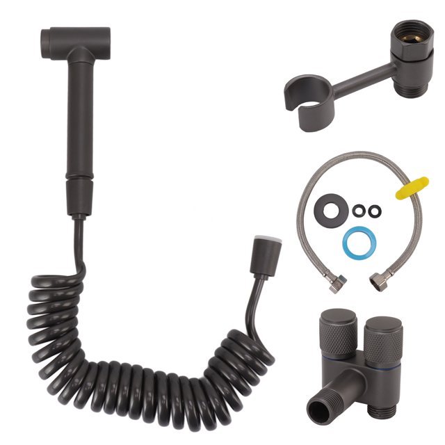 Toilet Bidet Sprayer Kit Brass Women Wash Toilet Sprayer Attachment with Stand Hose for Home Bathroom Grey