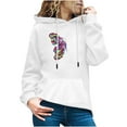 thumbnail image 2 of 2024 New Women Tops Clearance Sale Women's Printed Pattern Long-Sleeved Round Neck Pullover Hooded Sweatshirt Fall Outfits, White XL, 2 of 6
