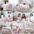 thumbnail image 5 of 3 Piece Watercolor Pink Floral Duvet Cover Set Twin Size,Microfiber Comforter/Quilt Cover with Corner Ties and 2 Pillowcases,Spring Romantic Roses Butterfly All Season Bedding with Zipper Closure, 5 of 8