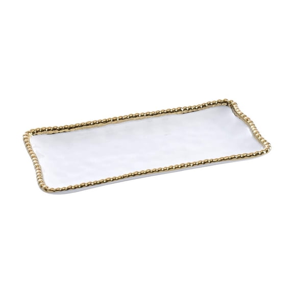 Pampa Bay Golden Salerno Rectangular Tray, 10"L x 5"W x 1"H, White