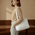thumbnail image 6 of WANDF Tote Bag for Women,Lightweight Puffer Tote Bag for Ladies with Cloud-Like Softness, Water-Resistant Shoulder Bag Large Handbag for Travel,Daily,Commute,Shopping(White Bag), 6 of 11