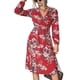 thumbnail image 5 of Vestido Floral De Otoño, Vestido De Manga Larga Floral Con Cuello En V Cruzado Transpirable Cómodo Para El Trabajo De Oficina ANGGREK Rojo XL, 5 of 7