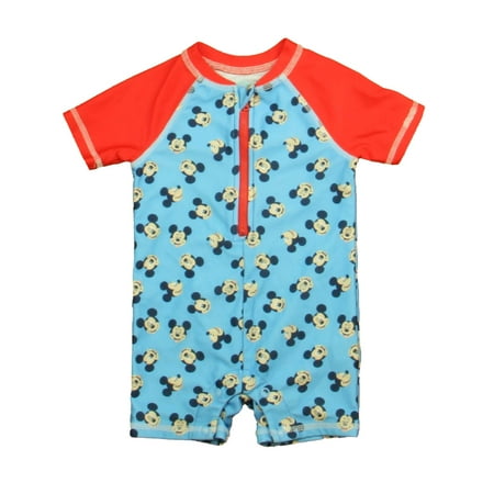 

Pre-owned Disney Boys Blue | Red Mickey 1-piece Swimsuit size: 12 Months