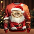 thumbnail image 2 of Bjutir Mens Sweatshirts Fashion Leisure Printing Christmas Digital 3D Printed Hoodless Pullover Sweater Orange, 2 of 4