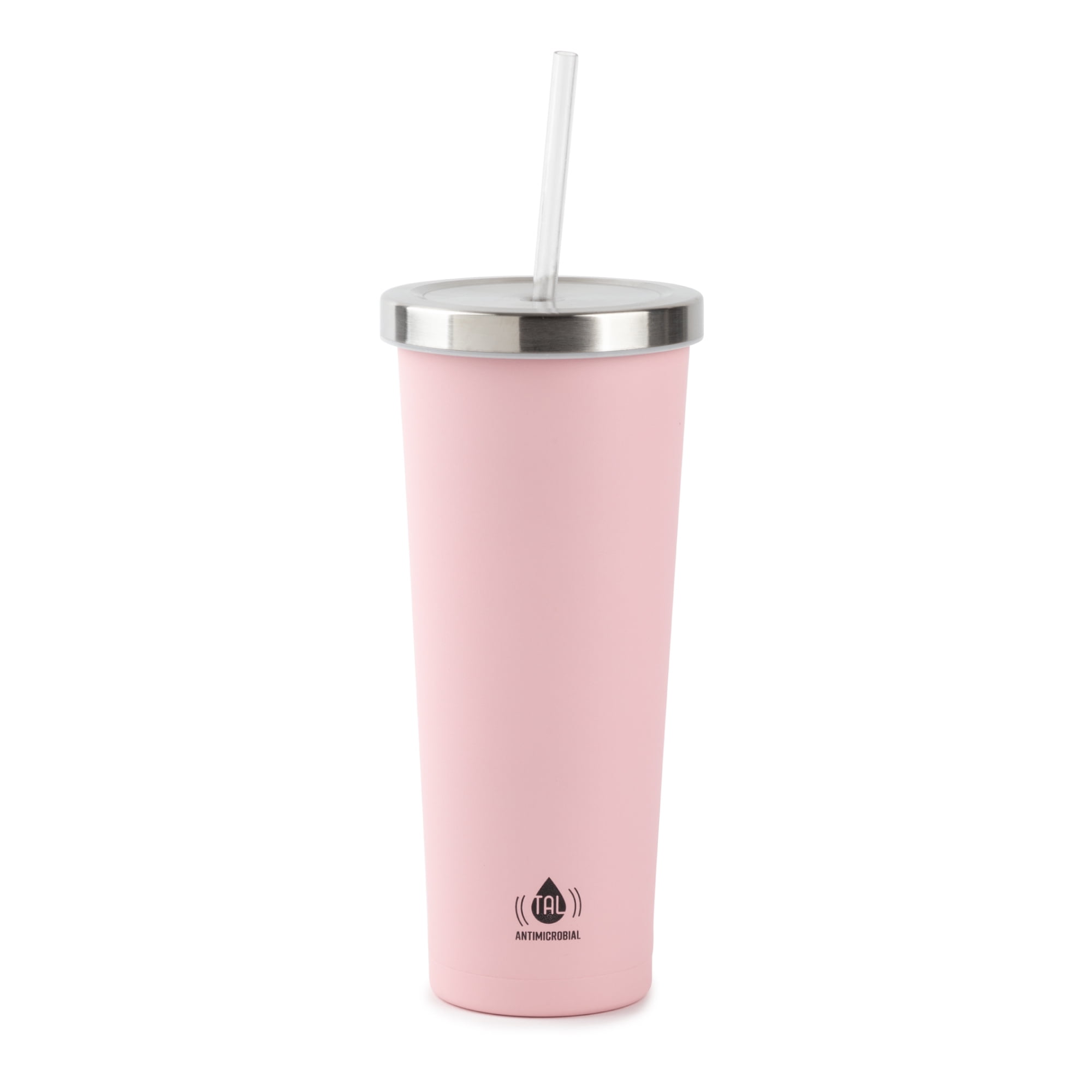 TAL Water Bottle Double Wall Stainless Steel Antimicrobial Sip Tumbler 24oz, Pink