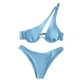 thumbnail image 2 of Traje de baño para mujer, bikini de dos piezas con hombros descubiertos y soporte de acero, color liso, trajes de baño para mujer, conjuntos de bikini para mujer, trajes de baño de bikini para mujer, 2 of 5