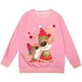 thumbnail image 4 of FYEGRE Haut à Capuche Confort Festif pour Fille, Imprimé Festif, Manches Longues, Col Rond, Chandail Confortable pour les Vacances, Rose 6-7 Ans, 4 of 4
