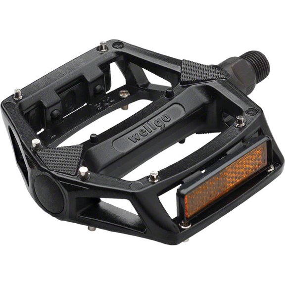 Wellgo B087 BMX/Mountain Platform Pedals 9/16" Aluminum Body Removable Pins Blk