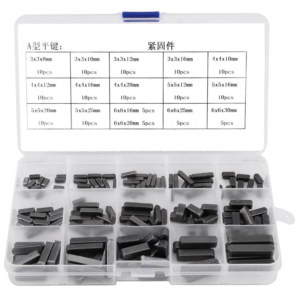 ANGGREK Parallel Key,140pcs Round Ended Feather Key Parallel Drive Shaft Keys Set 8mm 10mm 12mm 16mm 20mm 25mm 30mm,Round Ended Feather Key