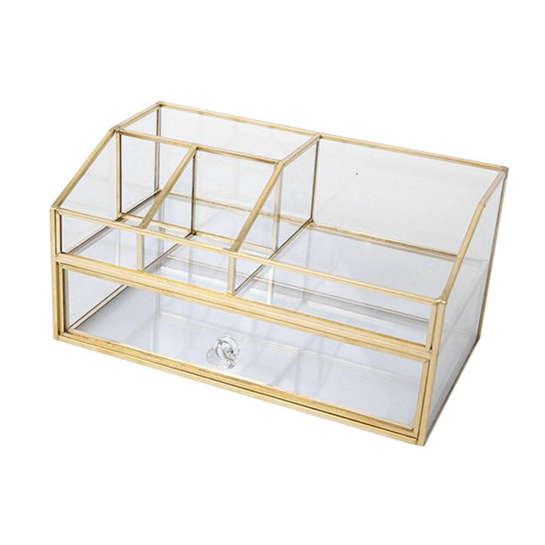 Organizador de cosméticos con cajón, versátil, de gran capacidad, práctico soporte para el cuidado de piel, organizador de baño para joyas, esmalte L