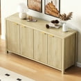 thumbnail image 3 of REDSASA 55" Fluted Buffet Cabinet with Storage, 4 Doors Farmhouse Accent Storage Cabinet, Buffet Sideboard with Adjustable Shelves for Kitchen/Dining Room/Living Room/Entryway, Natural, 3 of 9