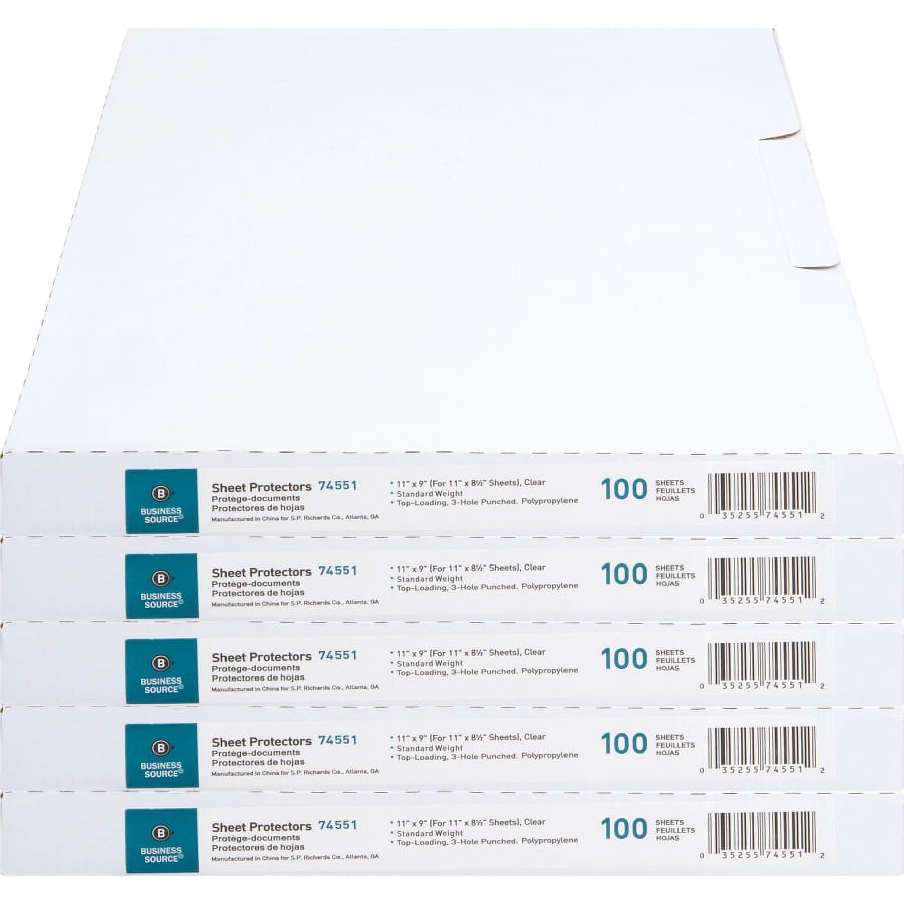 Business Source Top-loading Poly Sheet Protectors - For Letter 8 1/2" X 11" Sheet - 3 X Holes - Ring Binder - Top Loading - Rectangular - Clear - Polypropylene - 500 / Carton