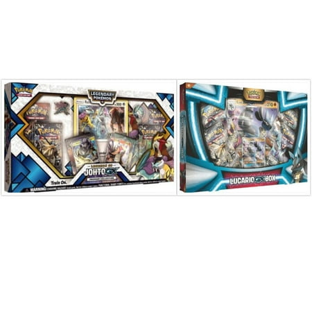 Pokemon Legends of Johto Premium GX Collection Box and Lucario GX Box Trading Card Game Collection Box Bundle, 1 of Each. Great Variety Gift Set For Boys or