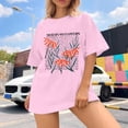 thumbnail image 4 of Graphic Tees for Women T-Shirts Oversized Graphic Print Shirts for Women – Casual Tops Tee with Artwork Pink L, 4 of 5