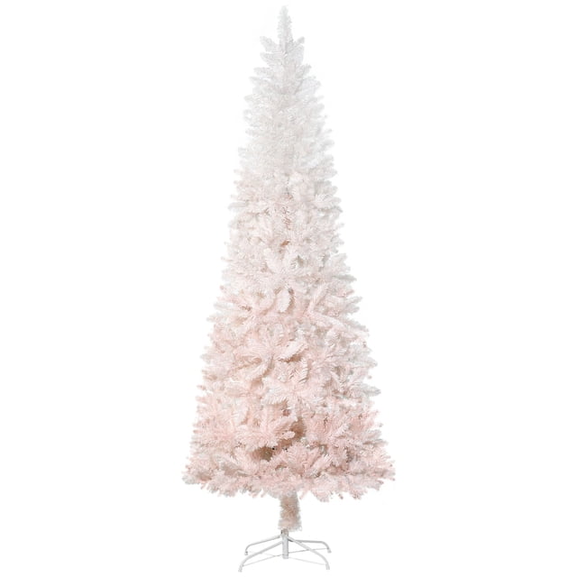6ft Pink & White Pencil Christmas Tree – Auto Open, Realistic Pine, 72" Indoor Holiday Decor for Living Room, Entryway & Small Spaces