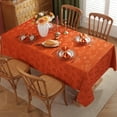 thumbnail image 2 of Fall Jacquard Tablecloth Elegant Damask Fabric Thanksgiving Table Cloth, Spillproof Wrinkle Resistant Vintage Table Cover for Harvest, 52 x 52 Inch Rust, 2 of 7