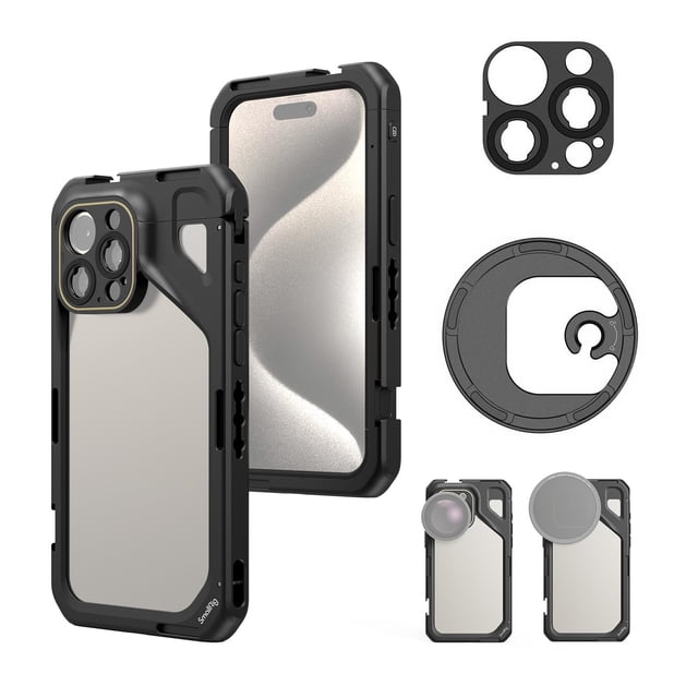 Funda de teléfono SMALLRIG para iPhone 15 Pro Max con adaptador de filtro de 67 mm