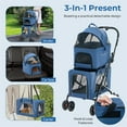 thumbnail image 2 of Demi Bonn 41" Double Pet Stroller Dog Cat Cage Jogger Stroller, 3-in-1 Travel Foldable Carrier Puppy Stroller with 2 Detachable Carriers, Blue, 2 of 8