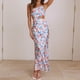 thumbnail image 1 of Vestido Estampado Floral Vestido largo de vacaciones sin espalda informal con tirantes finos y espalda entrecruzada para mujer Cgtredaw Traje Azul S 1 para Mujer, 1 of 1