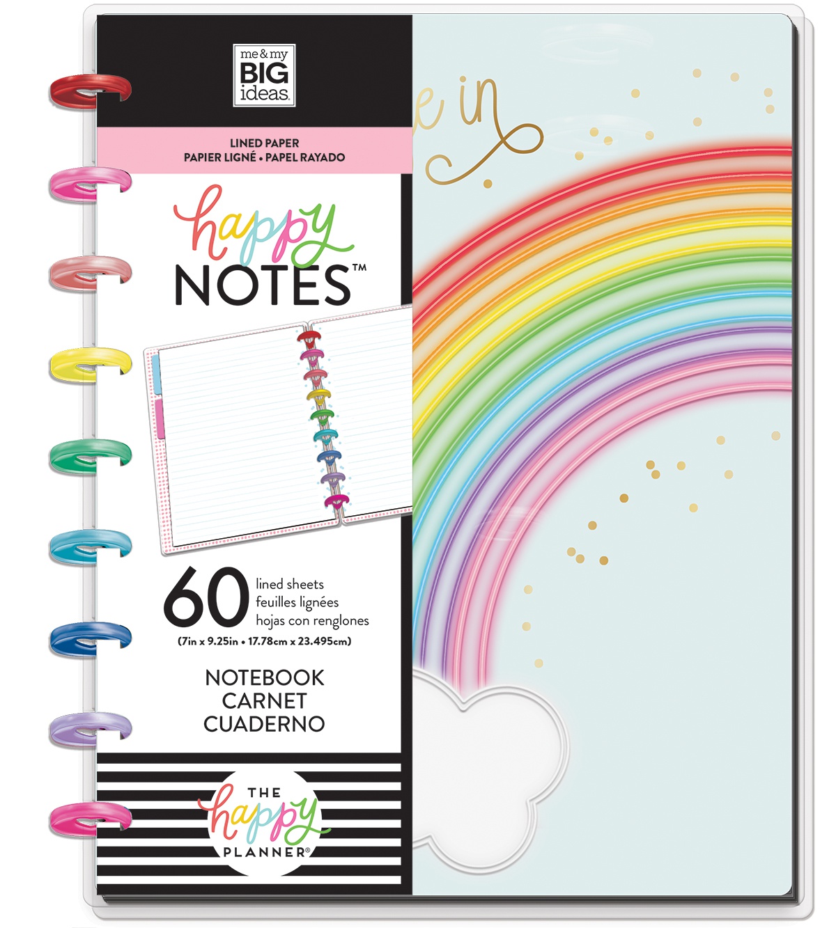 Happy Planner Medium Notebook W/60 SheetsLive Life In Color, Lined