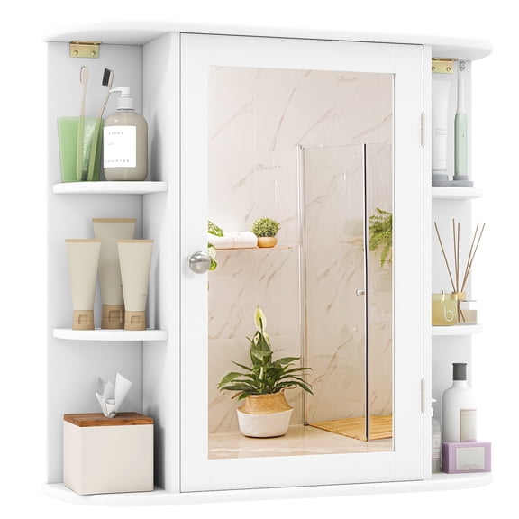 Gymax Bathroom Wall Cabinet w/ Mirror Modern Medicine Cabinet w/ Mirrored Door
