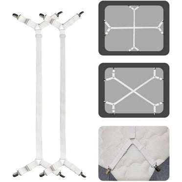 Sheet Straps, Fitted Sheet Clips Under Mattress Keeping Sheets in Place, Bed Sheet Holder Straps for Twin, Full, Queen, King(White)