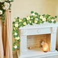thumbnail image 7 of Fake Flowers Garland with Light Eucalyptus Garland Vintage Rose Peony Vine Greenery Decoration Wall Hanging Plant for Fireplace Mantel Wedding 11.8ft White, 7 of 7