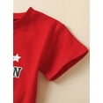 thumbnail image 6 of Wassery Baby Boys Jumpsuits 4th of July Outfits Letter Print Short Sleeve Romper Summer Independence Day Clothes for Newborn 0-18 Months, 6 of 9
