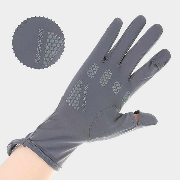 Opolski 1 Pair Anti-slip Silicone Opening Fingertip Extended Wrist  Sunscreen Gloves Sunscreen Ice Silk Unisex Thin Gloves for Fishing 
