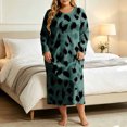 thumbnail image 4 of ZHYou Plus Size Midi Dresses for Women Floral Printed Long Sleeve Round Neck Loose Casual Nightgown Loungewear Sleep Dresses,Multicolor,Size 2XL, 4 of 7