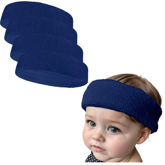 Couver Baby Infant Terry Solid Color Headband/Terry Cloth Head Band - 4pieces, Blue
