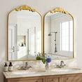 thumbnail image 3 of BEAUTYPEAK 40"x30" Vanity Wall Mirror Decorative Vintage Arch Bathroom Mirror,Gold, 3 of 8