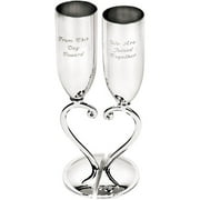 Engraved Silvertone Wedding Goblets, Set of 2
