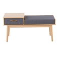 thumbnail image 5 of Miekor Furniture Telephone Contemporary Bench in Natural Wood and Grey Fabric with Pull-Out Drawer No.2508, 5 of 5