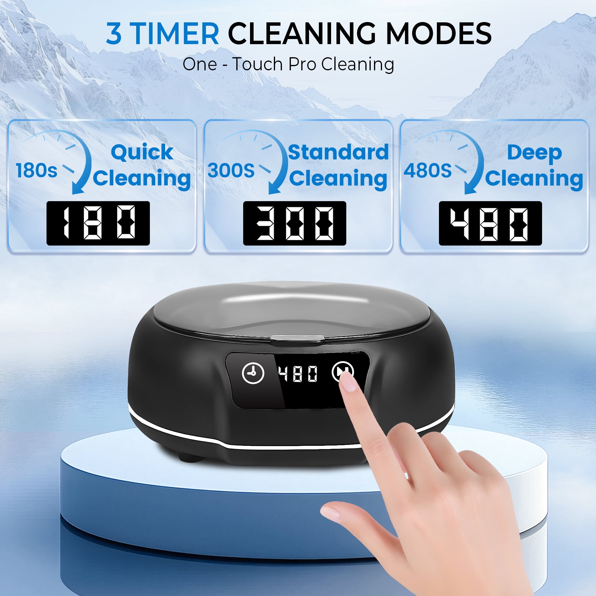 Bokyan Ultrasonic Jewelry Cleaner, 50 kHz Retainers Cleaner Machine 20 Oz Capacity with 304 Stainless Steel for Necklaces, Eyeglasses, Rings, Dentures, Black