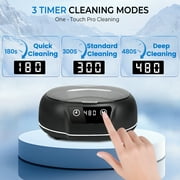 Bokyan Ultrasonic Jewelry Cleaner, 50 kHz Retainers Cleaner Machine 20 Oz Capacity with 304 Stainless Steel for Necklaces, Eyeglasses, Rings, Dentures, Black