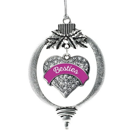 Magenta Besties Pave Heart Holiday Ornament For Best