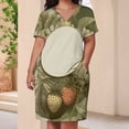 thumbnail image 3 of Elegant Strawberry Floral Frame Design Summer Sundress for Curve Women Casual Pattern Plus Size V Neck Short Sleeve Loose Fit Oversize Dresses, 3 of 5