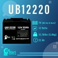 thumbnail image 2 of 4x Pack - Compatible Direct Transport Products TRACER FOLDABLE TRAVEL SCOOTER Battery - Replacement UB12220 Universal Sealed Lead Acid Battery (12V, 22Ah, 22000mAh, T4 Terminal, AGM, SLA), 2 of 6