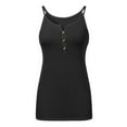 thumbnail image 3 of Avamo Women T Shirts Sleeveless Tank Tops Solid Color Summer Top Holiday Bohemian Pullover Loose Button Cami Black S, 3 of 5