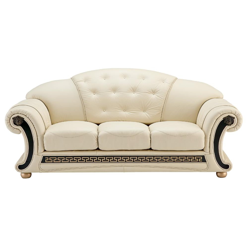 Genuine Leather Sofa Loveseat Set 2pcs Contemporary Luxury Esf Apolo Ivory