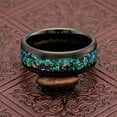 thumbnail image 4 of Black Tungsten Wedding Ring for Men Women Opal Inlay Comfort Fit Style Size 6-16 (Tungsten, 6.5), 4 of 6
