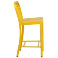 thumbnail image 3 of 24'' High Yellow Metal Indoor-Outdoor Counter Height Stool with Vertical Slat Back, 3 of 9