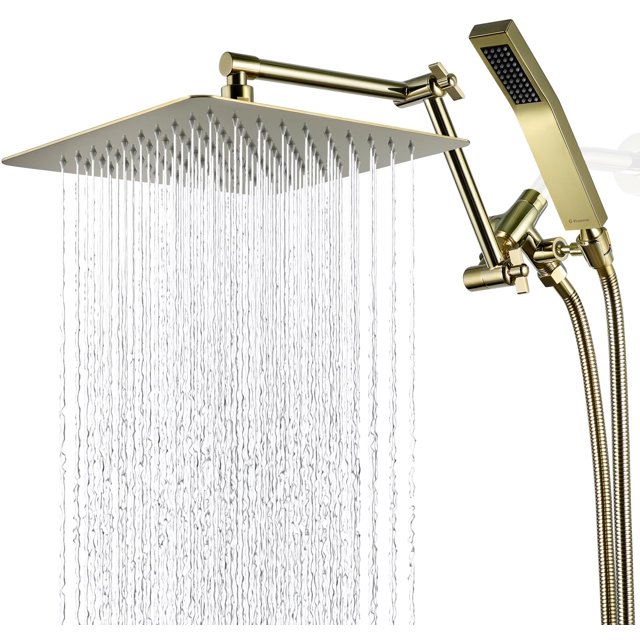 Combo de cabezal de ducha G-Promise Rainfall de 25 cm con rociador portátil