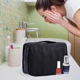 thumbnail image 3 of Neceser de Viaje Colgante para Hombre y Mujer - Bolsa de Maquillaje Impermeable con Múltiples Compartimentos y Gancho, Organizador de Cosméticos Plegable (Negro), 3 of 4