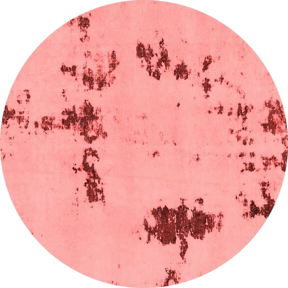 Ahgly Company Machine Washable Indoor Round Abstract Red Modern Area Rugs, 8' Round