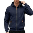 thumbnail image 4 of RYDCOT Cargo Hoodie with Zipper Pockets, Midweight Fleece, Full Zip Hooded Sweatshirt for Men Navy, 4 of 9