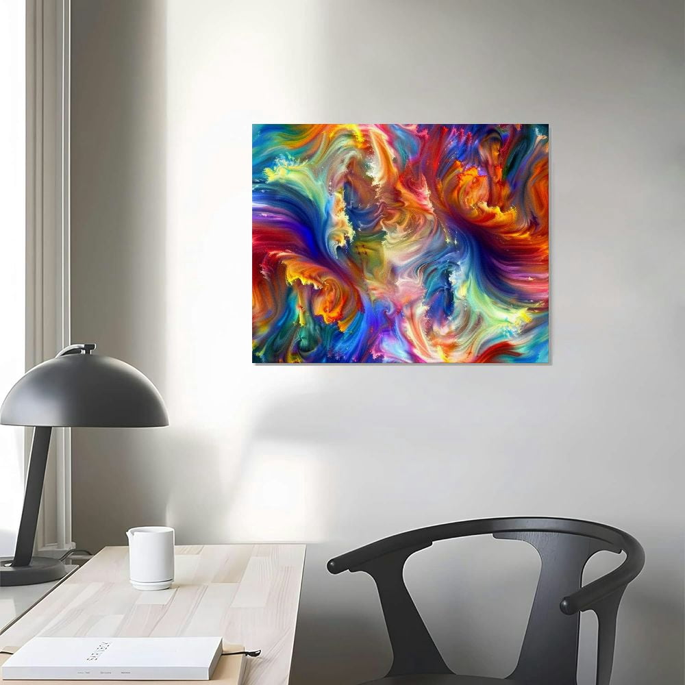 QZHH Abstract Colorful Wall Art Rainbow Canvas Wall Decor Bright Multicolor Color Blocks Splash Picture Art Modern Contemporary Prints Painting Artwork for Home Living Room Office Decoration