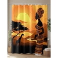 thumbnail image 4 of Fsddascl Africa Black Women Shower Curtain Set - 48" x 72" Washable Bathtub Curtain with 12 Hooks, African Native Ethnic Sunset Waterproof Fabric Stall Shower Curtains for Bathroom/Bathtub Décor, 4 of 6