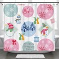 thumbnail image 1 of Whimsical Rideau de Douche de Noël - Couleurs Pastel, Bonhommes de Neige & Renne, 1 of 4